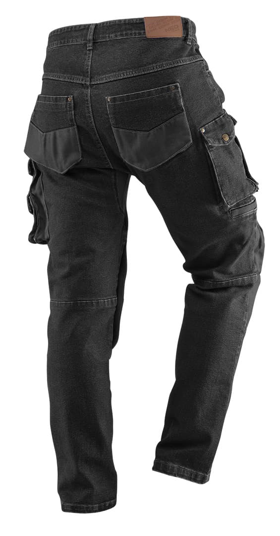 DENIM arbejdsbukser, sorte, str. L