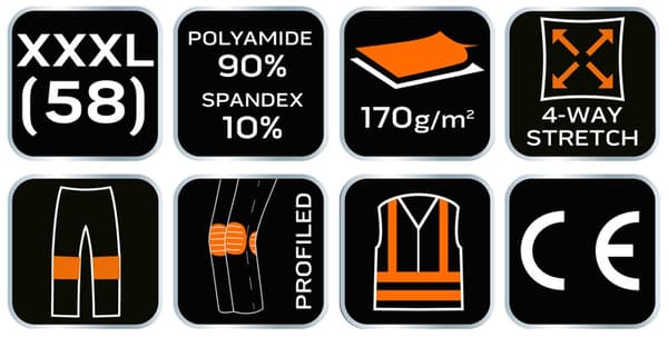 PREMIUM-työhousut, 4 suuntaan joustavat, mustat, koko XXXL