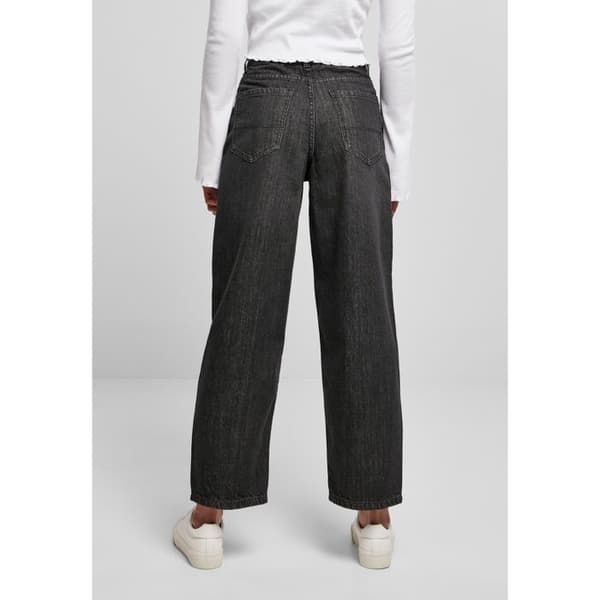 Kort jeans dam - Urban Classics - Hög midja - Färg svart - Rak passform - 3/4