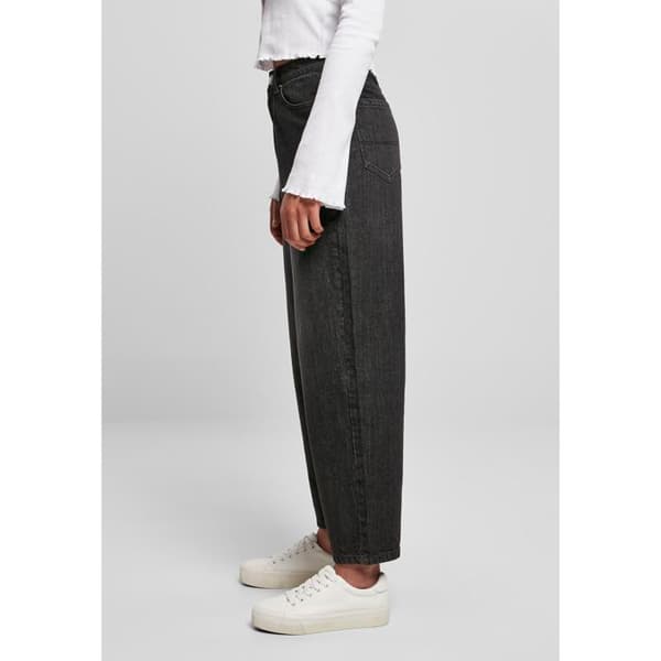 Kort jeans dam - Urban Classics - Hög midja - Färg svart - Rak passform - 3/4