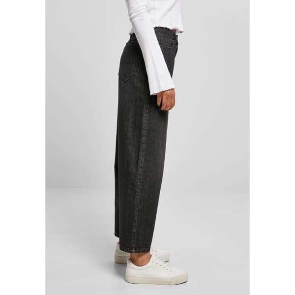 Kort jeans dam - Urban Classics - Hög midja - Färg svart - Rak passform - 3/4