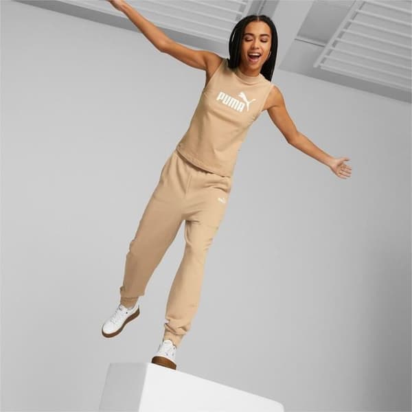 Pantalon - Puma - Ess Broderi Hög midja - Beige - Kvinna - Hög midja