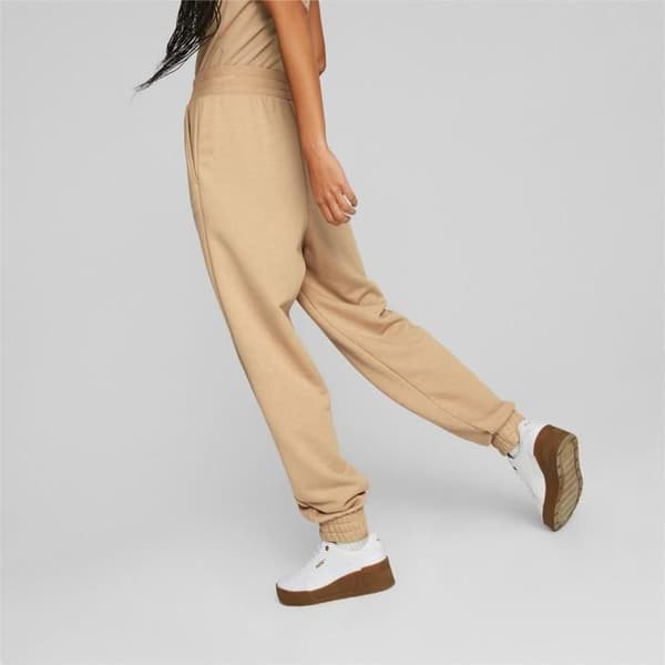Pantalon - Puma - Ess Broderi Hög midja - Beige - Kvinna - Hög midja