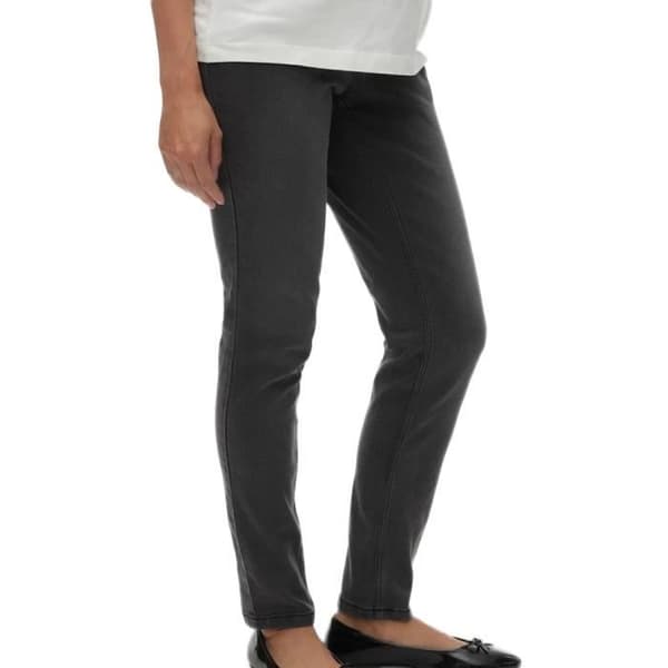 Grå Gravidjeans Kvinna Mamalicious Newamy - Skinny Passform - Medium Midja - Stödband
