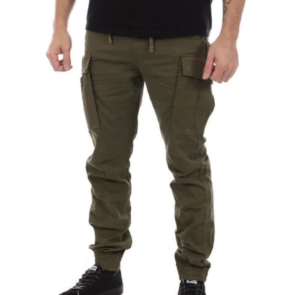 Cargo-byxor - SCHOTT - Avslappnad - Kaki - Rak passform - Elastisk midja