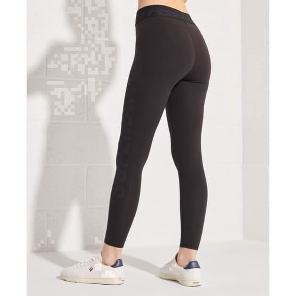 Legging 7/8 dam Superdry Essential - svart - Sculptande passform - Stretchtyg - Elastisk midja