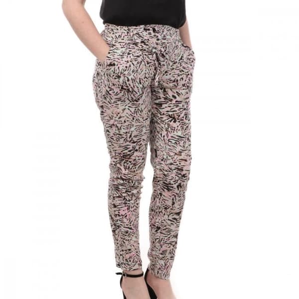 Pantalon Kvinna Vero Moda Easy - Rosa/Turkos/Beige - Elastisk midja - Tryckta mönster