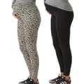 Miniatyrbild 1 av 2: Graviditetsleggings Beige/Svart Kvinna Mamalicious Lemma - Pack om 2 - Regular Fit - 95% Bomull – 5% Elastan