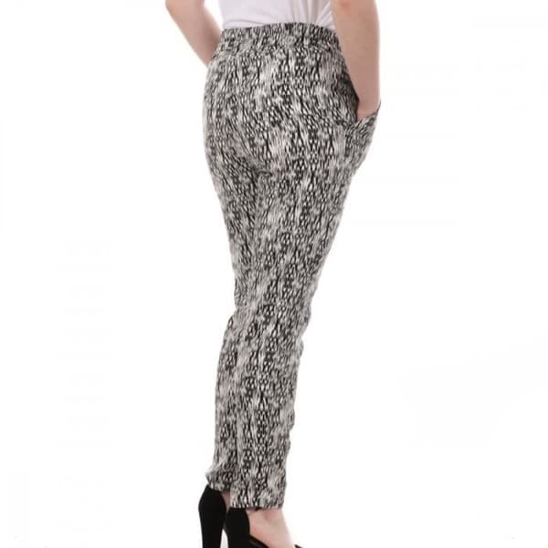Damsbyxor Vero Moda Easy - Vit Mönstrad - Elastisk Midja - Snörning - 2 Fickor