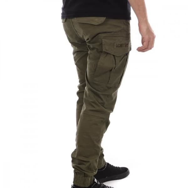 Cargo-byxor - SCHOTT - Avslappnad - Kaki - Rak passform - Elastisk midja