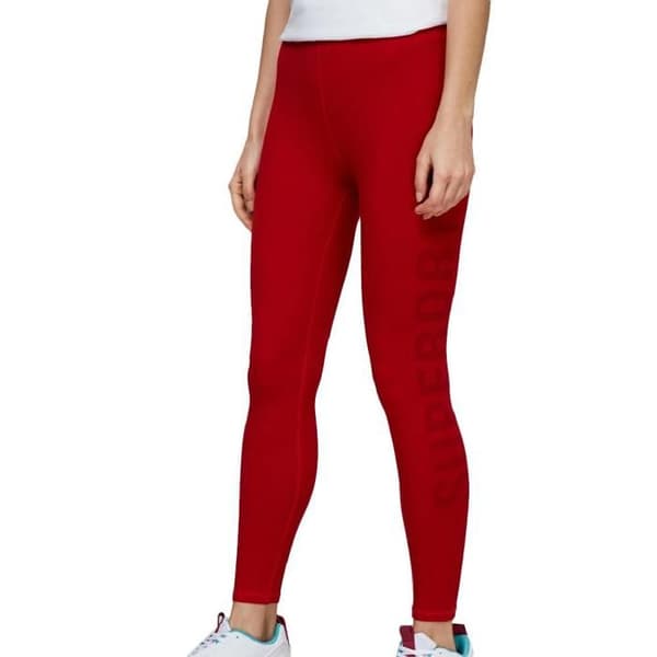 Leggings 7/8 dam Superdry Essential - Universitet Röd - Elastisk midja och stretchigt material