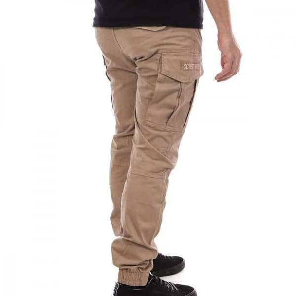 Cargo Pants - SCHOTT - Relax - Beige - Rakt snitt - Elastisk midja