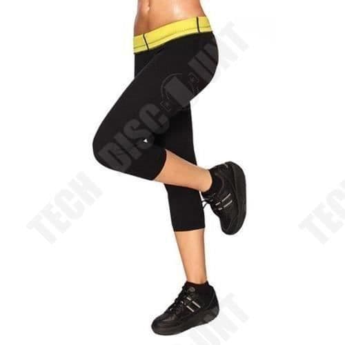 Träningsleggings, svettas/multilager sauna i svart neopren med gula detaljer / Bekväm och snygg / Träning, sport, yoga