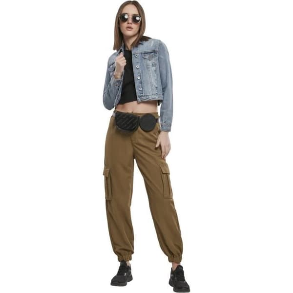 Twill Cargo träningsbyxor för kvinnor - Urban Classics - Hög midja - Oliv - Brun