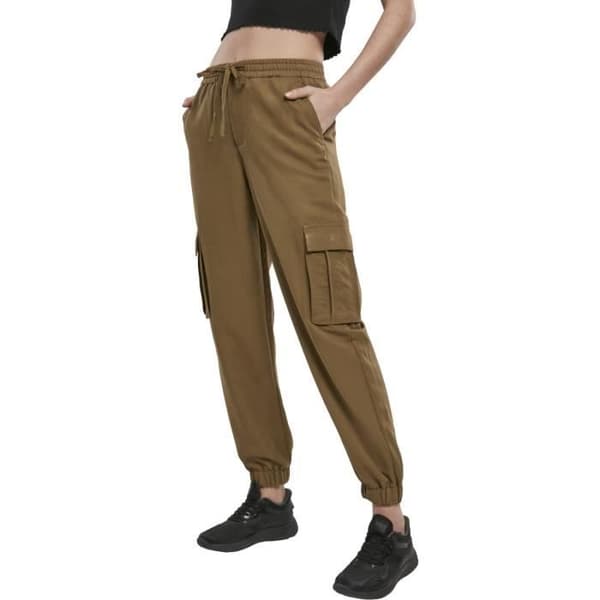 Twill Cargo träningsbyxor för kvinnor - Urban Classics - Hög midja - Oliv - Brun