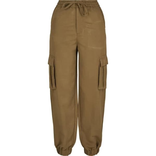 Twill Cargo träningsbyxor för kvinnor - Urban Classics - Hög midja - Oliv - Brun