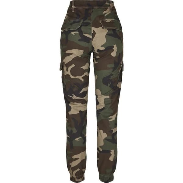 Cargo Byxor Dam - URBAN CLASSICS - Mörk Kamouflage - Hög Midja - 98% Bomull - 2% Elastan