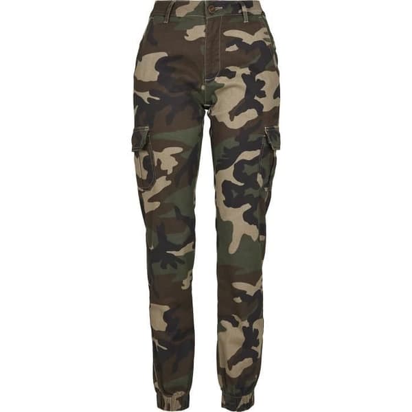 Cargo Byxor Dam - URBAN CLASSICS - Mörk Kamouflage - Hög Midja - 98% Bomull - 2% Elastan