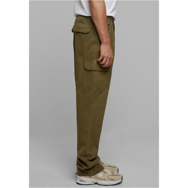 Cargo byxor - Urban Classics - Olivgrön - 100% bomull - Elastisk midja - Cargo fickor