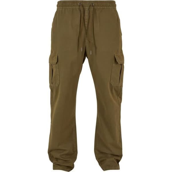 Cargo byxor - Urban Classics - Olivgrön - 100% bomull - Elastisk midja - Cargo fickor