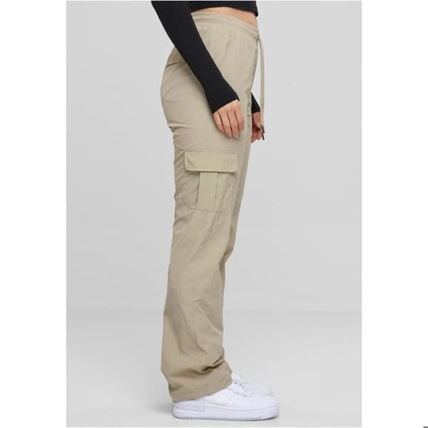 Cargo byxor för kvinnor - Urban Classics - Kräm - 100% polyester - Bekväm - Cargo fickor