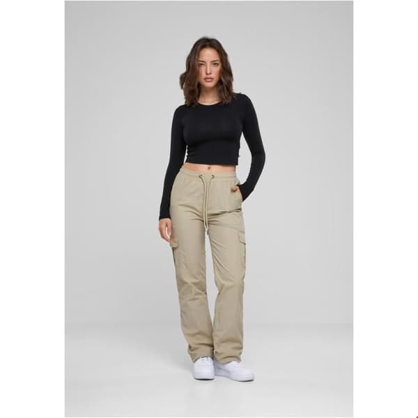 Cargo byxor för kvinnor - Urban Classics - Kräm - 100% polyester - Bekväm - Cargo fickor
