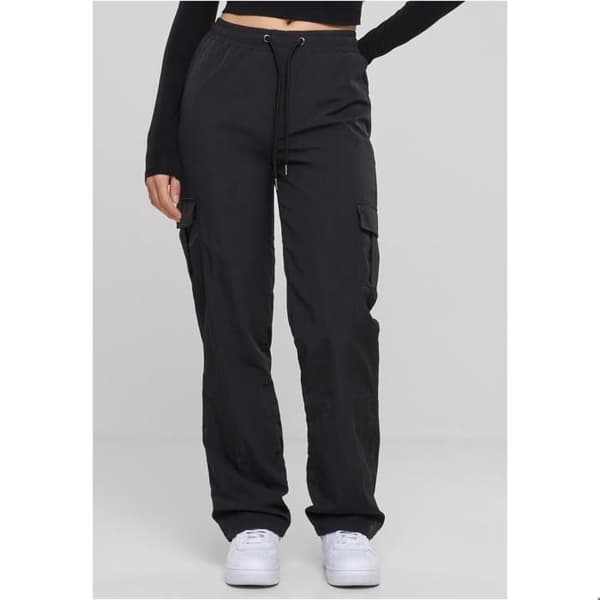 Dam cargo byxor - Urban Classics - Svart - 100% polyester - Elastisk midja - Cargo fickor