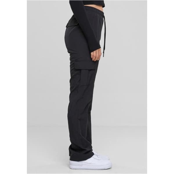 Dam cargo byxor - Urban Classics - Svart - 100% polyester - Elastisk midja - Cargo fickor