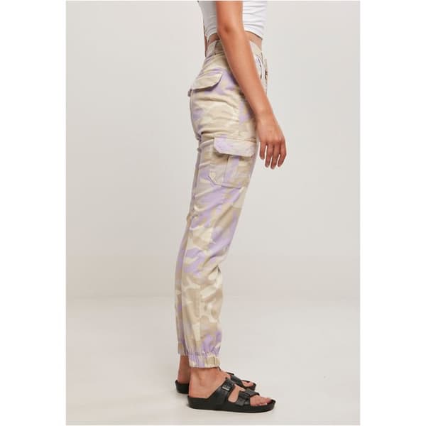 Cargo Byxor Dam - Urban Classics - Beige Kamouflage - Hållbar Bomull - Standard Storlek - Elastiska Manschetter
