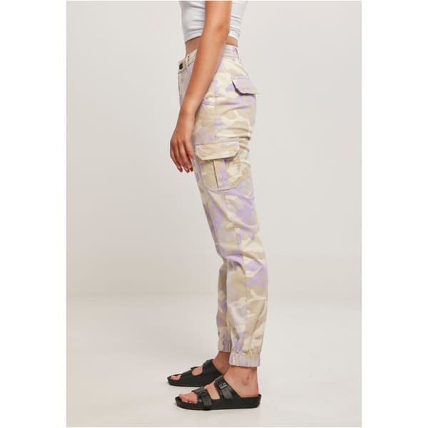 Cargo Byxor Dam - Urban Classics - Beige Kamouflage - Hållbar Bomull - Standard Storlek - Elastiska Manschetter