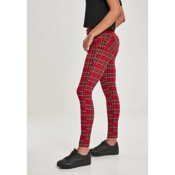 Kvinnor byxor - Urban Classic - Skinny - Rutig röd/svart - Standardstorlek - Vuxen