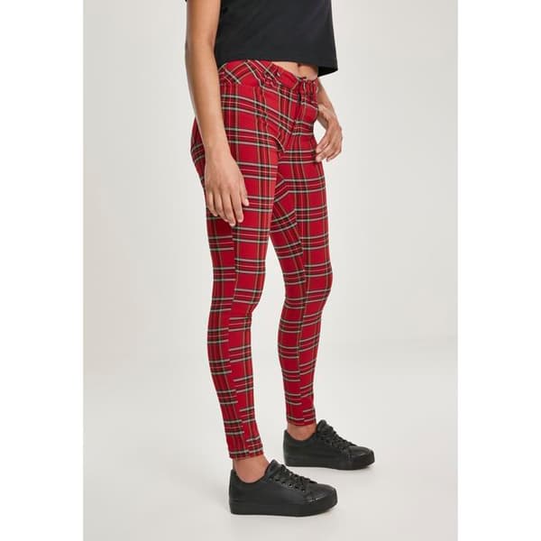 Kvinnor byxor - Urban Classic - Skinny - Rutig röd/svart - Standardstorlek - Vuxen