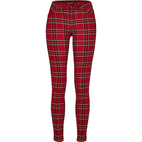 Kvinnor byxor - Urban Classic - Skinny - Rutig röd/svart - Standardstorlek - Vuxen