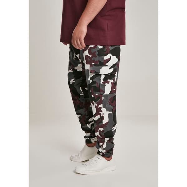 Cargo joggingbyxor - URBAN CLASSICS - Camo - Bordeaux camouflage - Standardstorlek - Herr