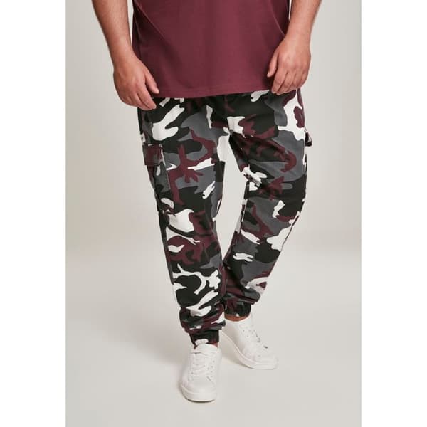 Cargo joggingbyxor - URBAN CLASSICS - Camo - Bordeaux camouflage - Standardstorlek - Herr