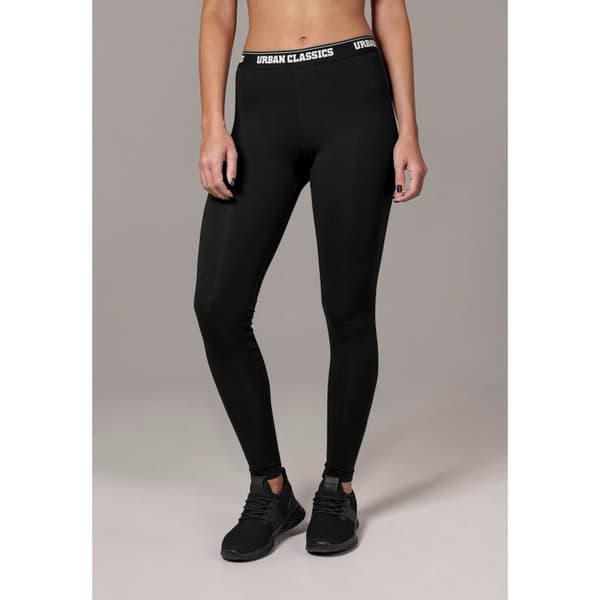 Leggings Dam - Urban Classic - Hög Midja - Svart - Slim Fit - 95% Bomull