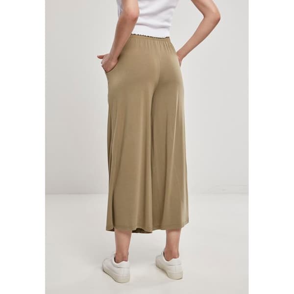Vidbenta byxor dam - Urban Classics - Hög midja - Färg khaki - Loose fit - Längd 3/4