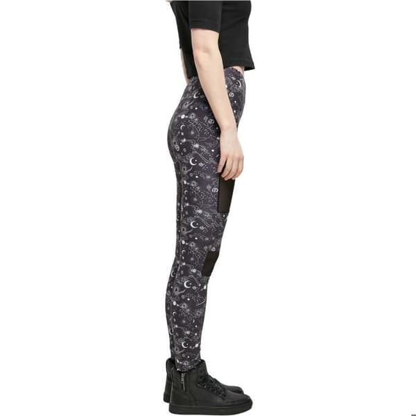 Leggings dam - Urban Classics - Tech Mesh AOP - Mönstrad design - Meshinsatser - Stretchkomfort
