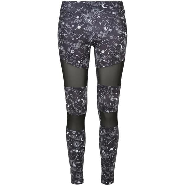 Leggings dam - Urban Classics - Tech Mesh AOP - Mönstrad design - Meshinsatser - Stretchkomfort