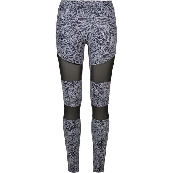 Leggings dam - Urban Classics - Tech Mesh AOP - Mönstrad design - Meshinsatser - Stretchkomfort