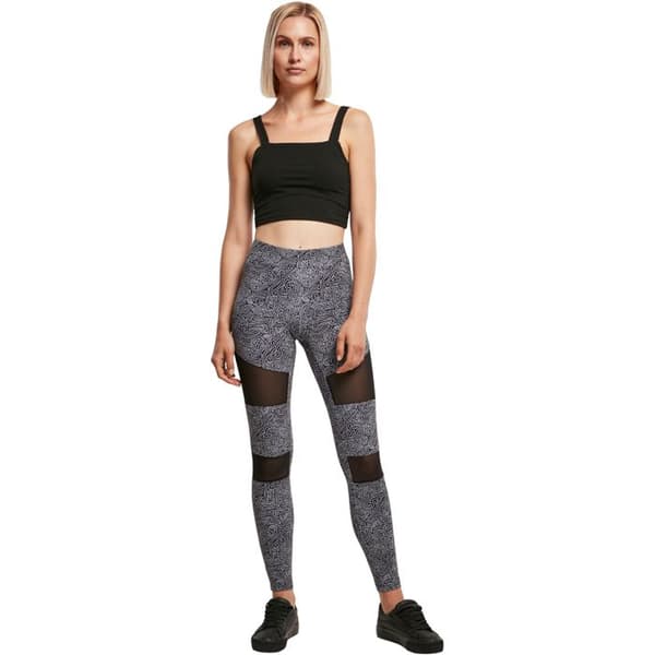 Leggings dam - Urban Classics - Tech Mesh AOP - Mönstrad design - Meshinsatser - Stretchkomfort