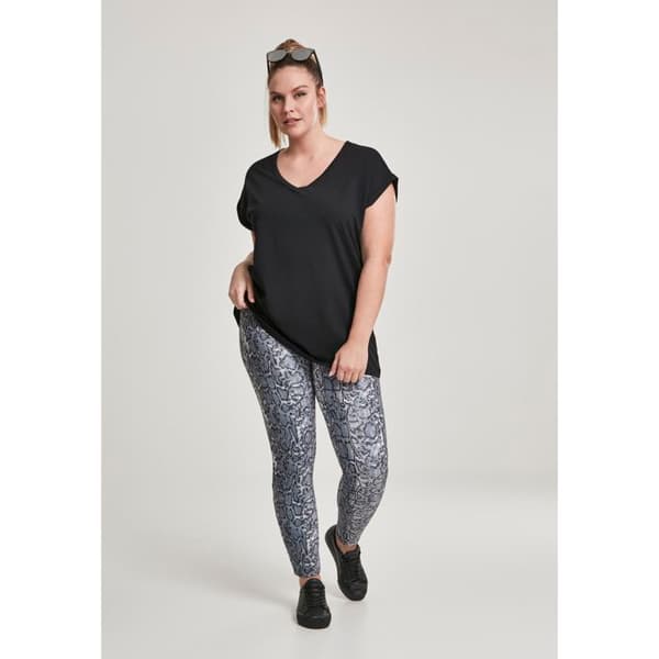 Legging Dam - Urban Classic - Hög Midja - Glans Effekt - Bred Elastisk Midja - Svart