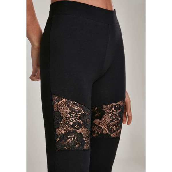 Damleggings - Urban Classic - Spetsinsatser - Svart - Bekväm - Spetsinsatser