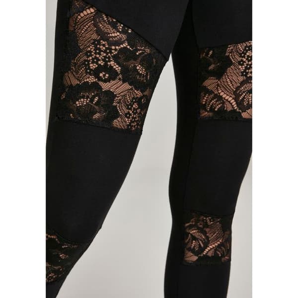 Damleggings - Urban Classic - Spetsinsatser - Svart - Bekväm - Spetsinsatser