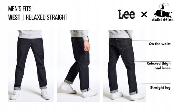 Lee WEST Sort Rinse DENIM LØSE SORTE LIGE JEANS W32 L32