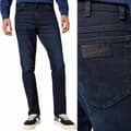 Miniatyrbillede 1 af 8: Wrangler TEXAS SLIM DYB BLÅ SORTE MARINEBLÅ JEANS W34 L32