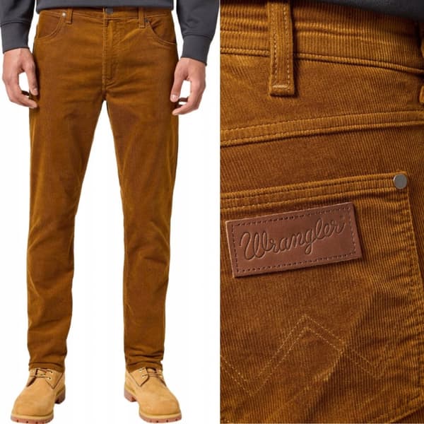 Wrangler GREENSBORO Munkekåbe LIGE FLYBELSBUKSER BRUN OKER W44 L34