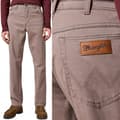 Miniatyrbillede 1 af 8: Wrangler TEXAS Iron ENKLE PASTELBRUNE STOFBUKSER W34 L30
