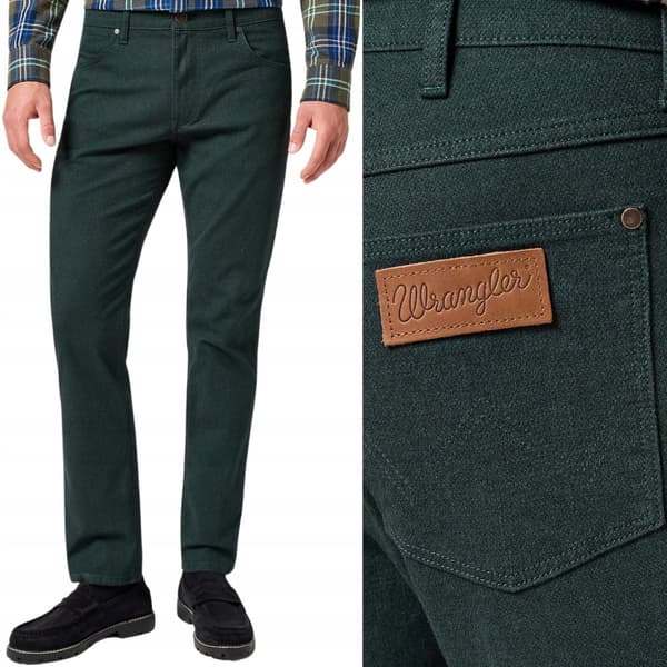Wrangler GREENSBORO Scarab LIGE MØRKEGRØNNE STOFBUKSER W31 L30