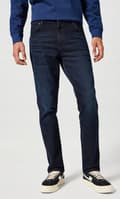 Miniatyrbillede 3 af 8: Wrangler TEXAS SLIM DYB BLÅ SORTE MARINEBLÅ JEANS W33 L30